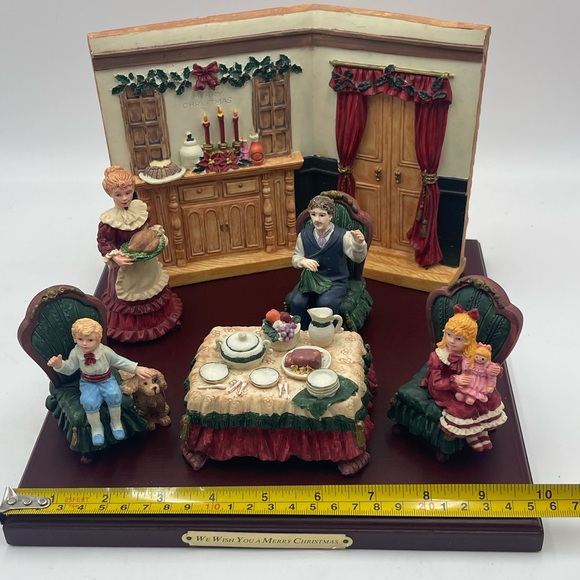 VTG 7pc Hand Painted Resin Night Before Christmas Victorian Family Dinner Scene - Picture 15 of 16